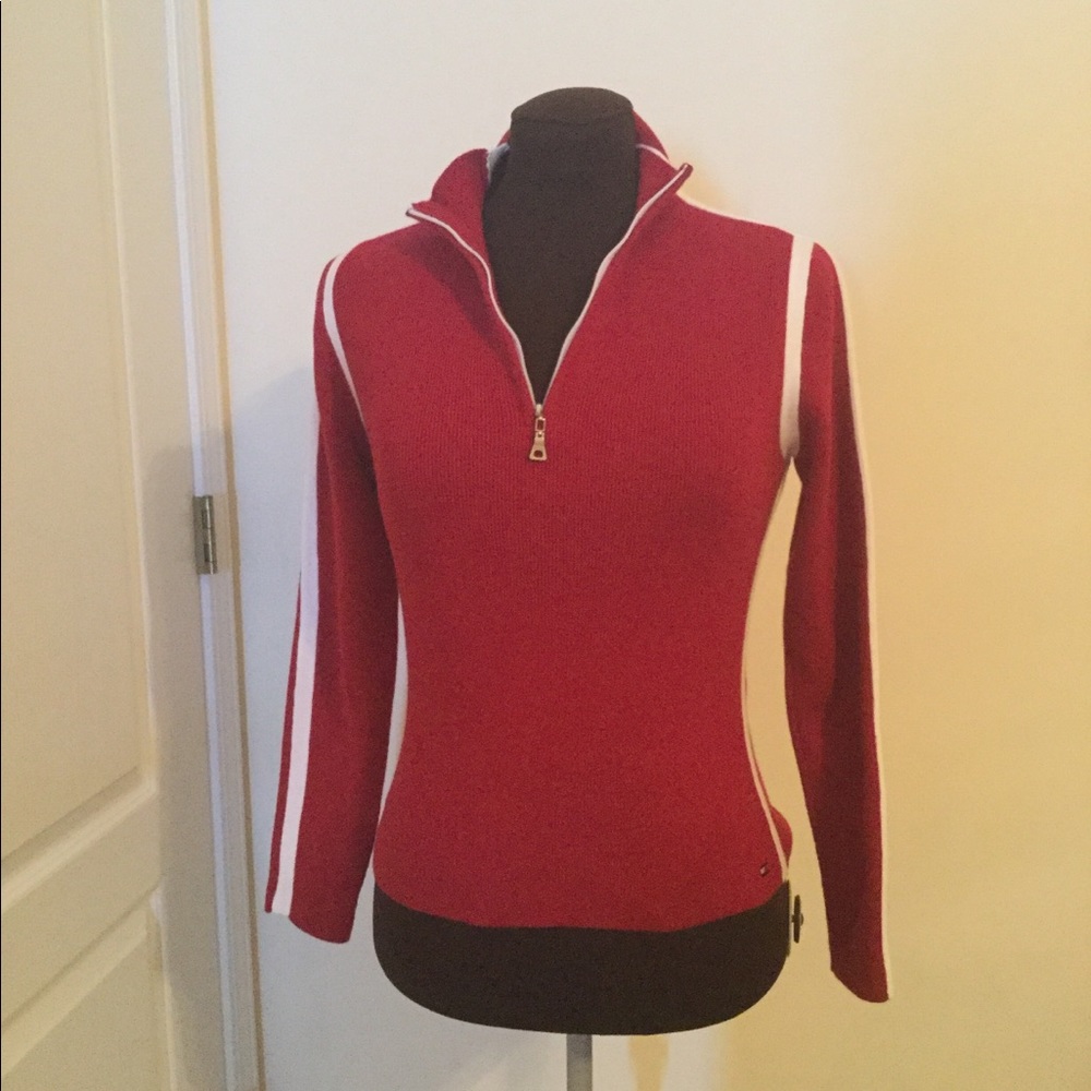 Tommy Hilfiger Red & White Sweater zip neck
